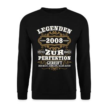 Legenden 2008 Vintage Geschenk zum 18. Geburtstag - Unisex Pullover - Schwarz - Vorne - Alina (178cm) & Michal (187cm)
