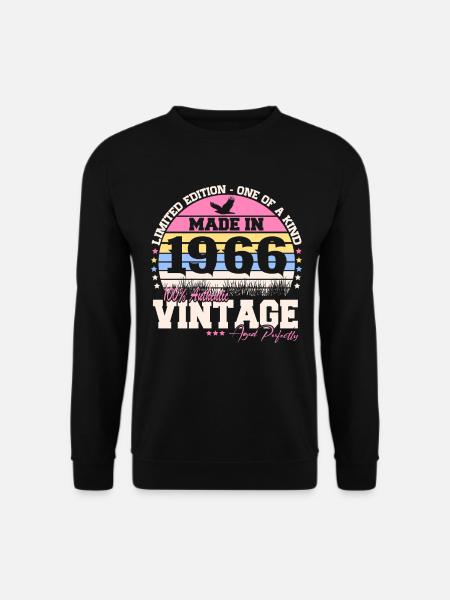 Vintage 1966 Vintage Retro 60th Birthday Gift - Unisex Sweatshirt - black