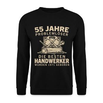 55 Jahre Problemlöser Jahrgang 1971 Handwerker - Unisex Pullover - Schwarz - Vorne - Alina (178cm) & Michal (187cm)