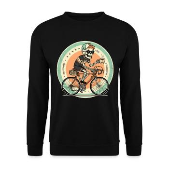 Caffeine Cruise Radfahrer Kaffee - Unisex Pullover - Schwarz - Vorne - Alina (178cm) & Michal (187cm)