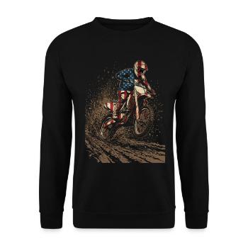 Pilote de motocross américain - Sweat-shirt Unisexe - noir - Devant - Alina (178cm) & Michal (187cm)