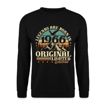 Legenden 1966 Vintage Geschenk zum 60. Geburtstag - Unisex Pullover - Schwarz - Vorne - Alina (178cm) & Michal (187cm)