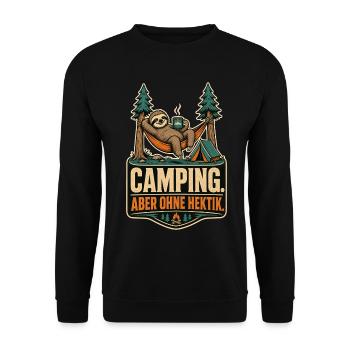 Faultier Camping Ohne Hektik Shirt - Unisex Pullover - Schwarz - Vorne - Alina (178cm) & Michal (187cm)