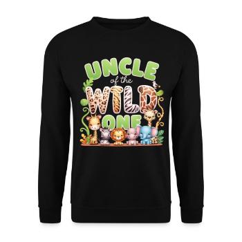 Uncle of the Wild One - Unisex Sweatshirt - black - Front - Alina (178cm) & Michal (187cm)