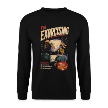 J’exorcise : humour d’auto-assistance - Sweat-shirt Unisexe - noir - Devant - Alina (178cm) & Michal (187cm)