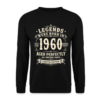 66th Birthday Gift 1960's Man Vintage Retro - Unisex Sweatshirt - black - Front - Alina (178cm) & Michal (187cm)