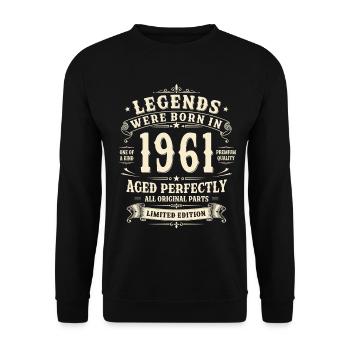 Cadeau pour son 65e anniversaire 1961 Homme Vintage Rétro - Sweat-shirt Unisexe - noir - Devant - Alina (178cm) & Michal (187cm)