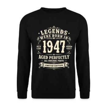 79th Birthday Gift 1947 Man Vintage Retro - Unisex Sweatshirt - black - Front - Alina (178cm) & Michal (187cm)