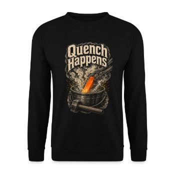 Schmied Kunstschmied Hufschmied Quench Happens - Unisex Pullover - Schwarz - Vorne - Alina (178cm) & Michal (187cm)