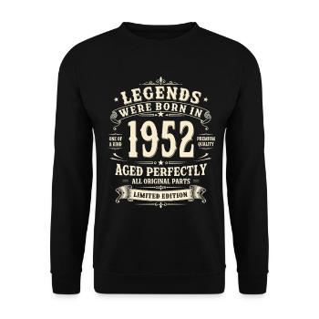 74th Birthday Gift 1952 Man Vintage Retro - Unisex Sweatshirt - black - Front - Alina (178cm) & Michal (187cm)