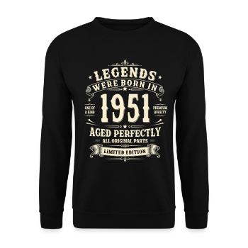 Cadeau du 75e anniversaire 1951 Homme Vintage Rétro - Sweat-shirt Unisexe - noir - Devant - Alina (178cm) & Michal (187cm)