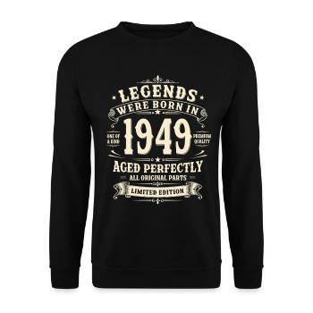 Cadeau d’anniversaire pour le 77e anniversaire 1949 Homme Vintage Rétro - Sweat-shirt Unisexe - noir - Devant - Alina (178cm) & Michal (187cm)