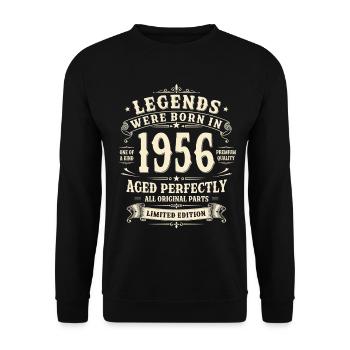 70th Birthday Gift 1956 Man Vintage Retro - Unisex Sweatshirt - black - Front - Alina (178cm) & Michal (187cm)