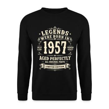 Cadeau pour son 69e anniversaire 1957 Homme Vintage Rétro - Sweat-shirt Unisexe - noir - Devant - Alina (178cm) & Michal (187cm)