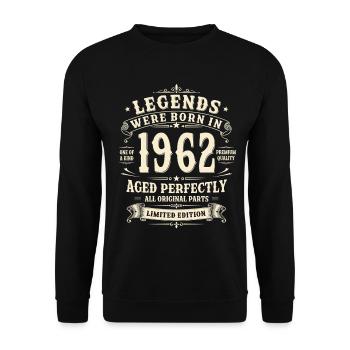 Cadeau pour son 64e anniversaire Homme Rétro vintage 1962 - Sweat-shirt Unisexe - noir - Devant - Alina (178cm) & Michal (187cm)