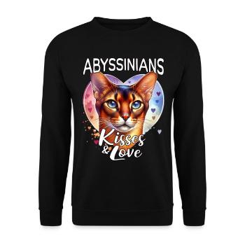 Abessinierkatze Liebe - Unisex Pullover - Schwarz - Vorne - Alina (178cm) & Michal (187cm)