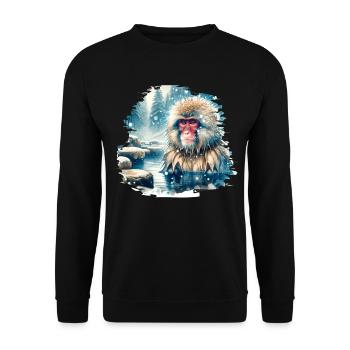 Motif du macaque japonais - Sweat-shirt Unisexe - noir - Devant - Alina (178cm) & Michal (187cm)