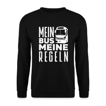 Mein Bus Meine Regeln Busfahrer - Unisex Pullover - Schwarz - Vorne - Alina (178cm) & Michal (187cm)