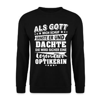 Optikerin - Unisex Pullover - Schwarz - Vorne - Alina (178cm) & Michal (187cm)