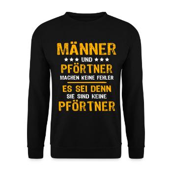 Pförtner Spruch - Unisex Pullover - Schwarz - Vorne - Alina (178cm) & Michal (187cm)