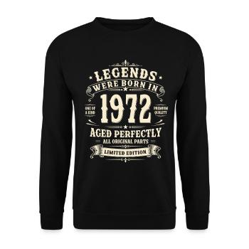 Cadeau d’anniversaire pour le 54e anniversaire 1972 Homme Vintage Rétro - Sweat-shirt Unisexe - noir - Devant - Alina (178cm) & Michal (187cm)