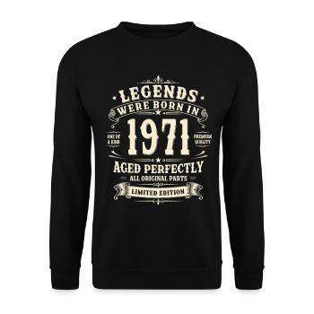 Cadeau du 55e anniversaire 1971 Homme Vintage Rétro - Sweat-shirt Unisexe - noir - Devant - Alina (178cm) & Michal (187cm)
