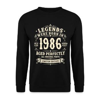 Cadeau de 40e anniversaire 1986 Homme Vintage Rétro - Sweat-shirt Unisexe - noir - Devant - Alina (178cm) & Michal (187cm)