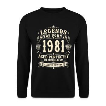 45th Birthday Gift 1981 Man Vintage Retro - Unisex Sweatshirt - black - Front - Alina (178cm) & Michal (187cm)