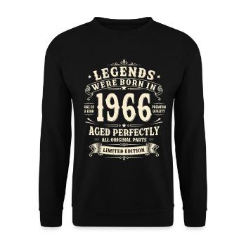 60th Birthday Gift 1966 Man Vintage Retro - Unisex Sweatshirt - black - Front - Alina (178cm) & Michal (187cm)