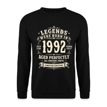 Cadeau pour le 34e anniversaire 1992 Homme Vintage Rétro - Sweat-shirt Unisexe - noir - Devant - Alina (178cm) & Michal (187cm)