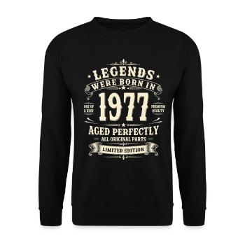 Cadeau du 49e anniversaire 1977 Homme Vintage Rétro - Sweat-shirt Unisexe - noir - Devant - Alina (178cm) & Michal (187cm)