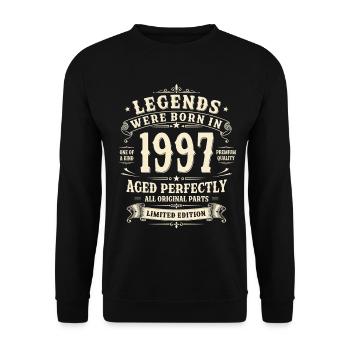 29th Birthday Gift 1997 Man Vintage Retro - Unisex Sweatshirt - black - Front - Alina (178cm) & Michal (187cm)