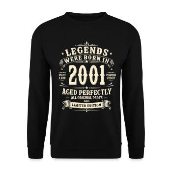 Cadeau pour le 25e anniversaire 2001 Homme Vintage Rétro - Sweat-shirt Unisexe - noir - Devant - Alina (178cm) & Michal (187cm)