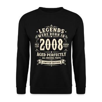 Cadeau d’anniversaire pour le 18e anniversaire 2008 Homme Vintage Rétro - Sweat-shirt Unisexe - noir - Devant - Alina (178cm) & Michal (187cm)