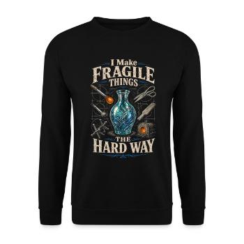 Glasbläser Je fais des choses fragiles à la dure - Sweat-shirt Unisexe - noir - Devant - Alina (178cm) & Michal (187cm)
