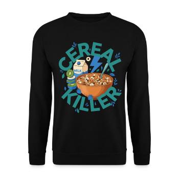 Petit-déjeuner : brunch drôle, café, céréales, nourriture tueuse - Sweat-shirt Unisexe - noir - Devant - Alina (178cm) & Michal (187cm)