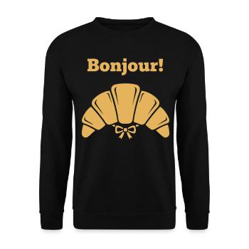 Breakfast Bonjour Funny Brunch Coffee Pancake - Unisex Sweatshirt - black - Front - Alina (178cm) & Michal (187cm)