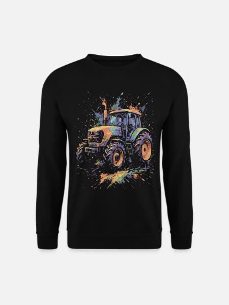 Mehrfarbige Landtraktor-Splash-Art - Unisex Pullover - Schwarz