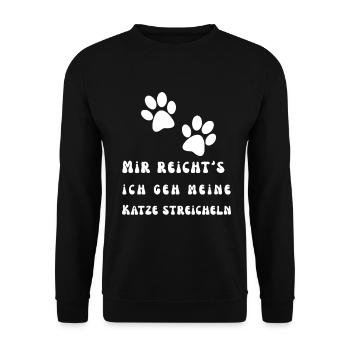 Mir reicht's ich geh meine Katze streicheln - Unisex Pullover - Schwarz - Vorne - Alina (178cm) & Michal (187cm)