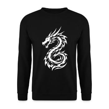 Drache Tribal Tattoo Style Style - Unisex Pullover - Schwarz - Vorne - Alina (178cm) & Michal (187cm)