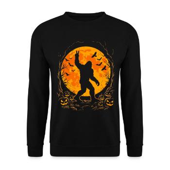 Halloween, Bigfoot, Moon, Pumpkin - Unisex Sweatshirt - black - Front - Alina (178cm) & Michal (187cm)