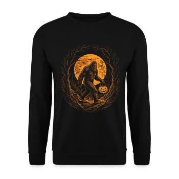 Halloween, Bigfoot, Lune, Citrouille - Sweat-shirt Unisexe - noir - Devant - Alina (178cm) & Michal (187cm)