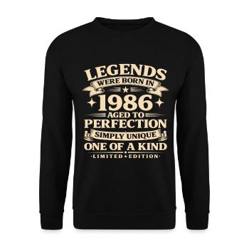 Né en 1986 Simplement unique - Sweat-shirt Unisexe - noir - Devant - Alina (178cm) & Michal (187cm)