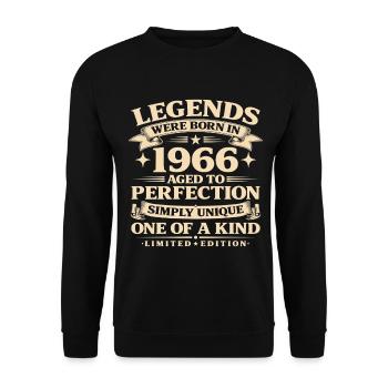Né en 1966 Simplement unique - Sweat-shirt Unisexe - noir - Devant - Alina (178cm) & Michal (187cm)