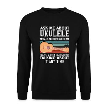 Lustiges Ukulele Designs Und Sprüche - Unisex Pullover - Schwarz - Vorne - Alina (178cm) & Michal (187cm)