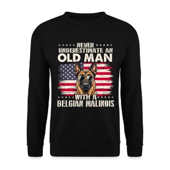 Le vieux belge malinois ne sous-estime jamais - Sweat-shirt Unisexe - noir - Devant - Alina (178cm) & Michal (187cm)