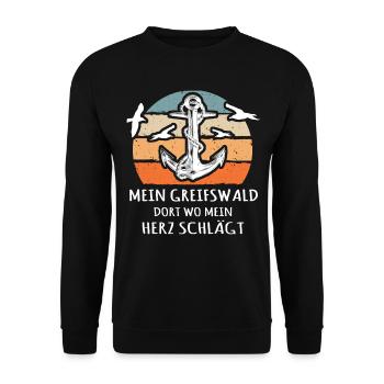 Greifswald - Unisex Pullover - Schwarz - Vorne - Alina (178cm) & Michal (187cm)