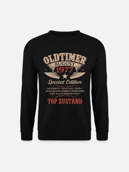 49. Geburtstag Geschenk Mann Oldtimer 1977 August - Unisex Pullover - Schwarz