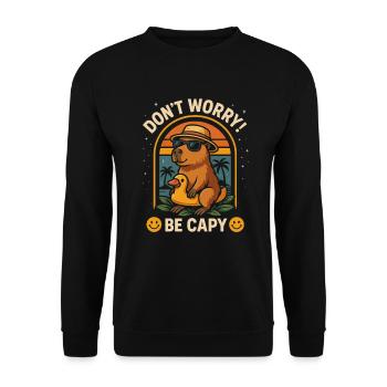 Don’t Worry Be Capy - Drôle d’animal capybara - Sweat-shirt Unisexe - noir - Devant - Alina (178cm) & Michal (187cm)