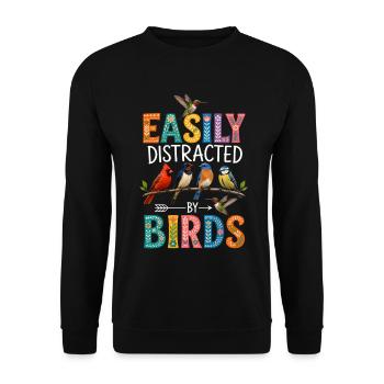 Facilement distrait par les oiseaux - Sweat-shirt Unisexe - noir - Devant - Alina (178cm) & Michal (187cm)